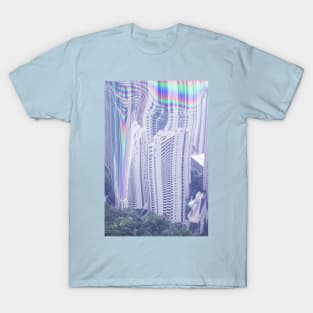 Vaporwave Holographic glitch buildings T-Shirt